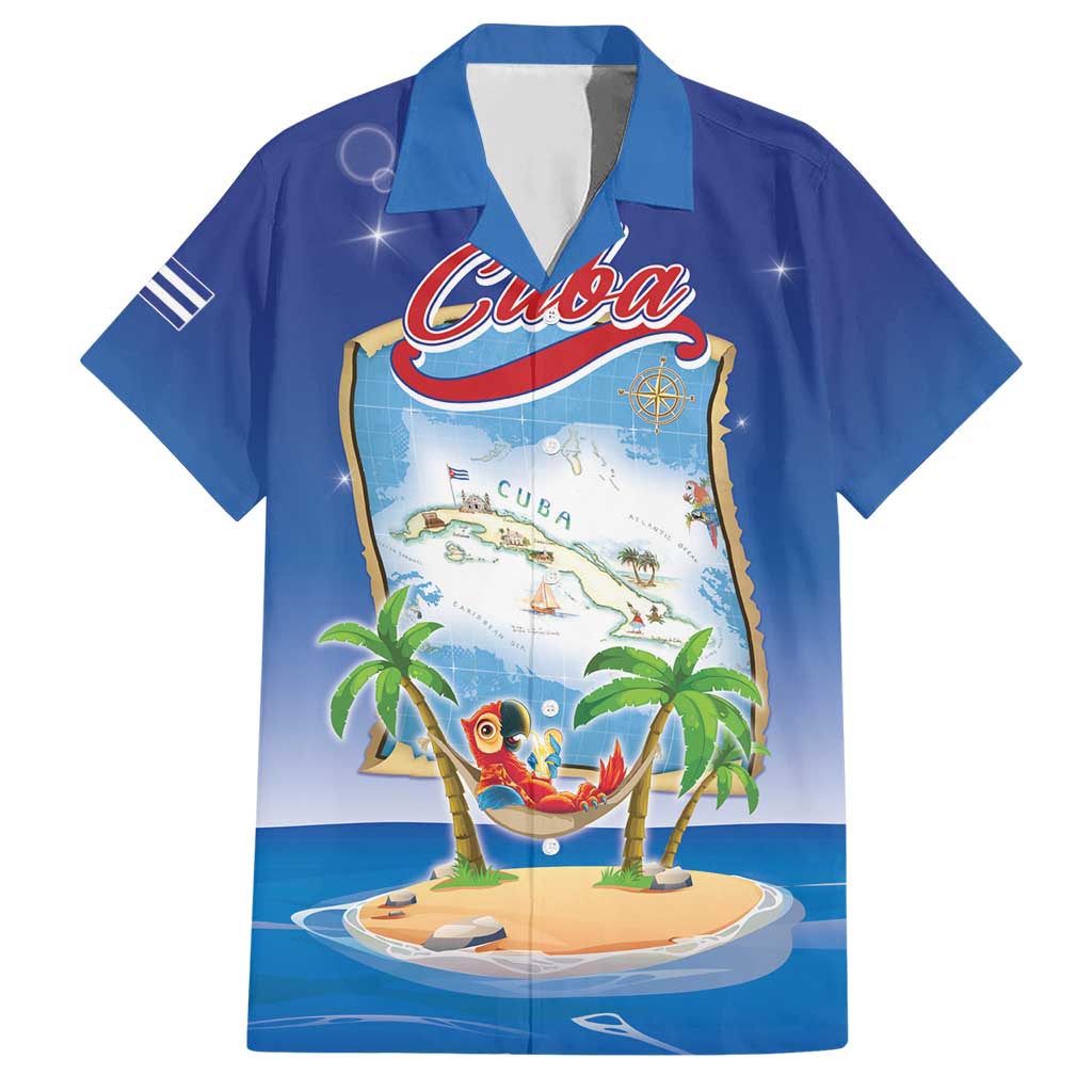 Cuba Family Matching Short Sleeve Bodycon Dress and Hawaiian Shirt Funny Macaw Decorative Map