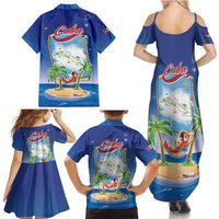 Cuba Family Matching Summer Maxi Dress and Hawaiian Shirt Funny Macaw Decorative Map
