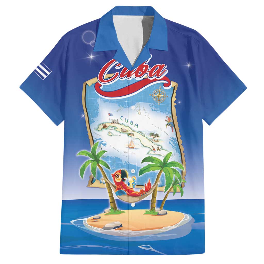 Cuba Family Matching Summer Maxi Dress and Hawaiian Shirt Funny Macaw Decorative Map
