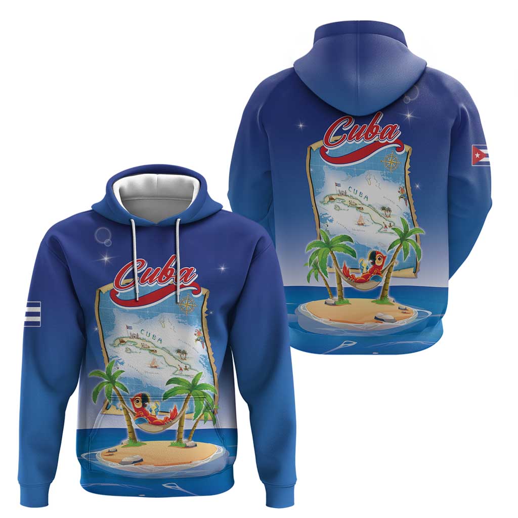 Cuba Hoodie Funny Macaw Decorative Map