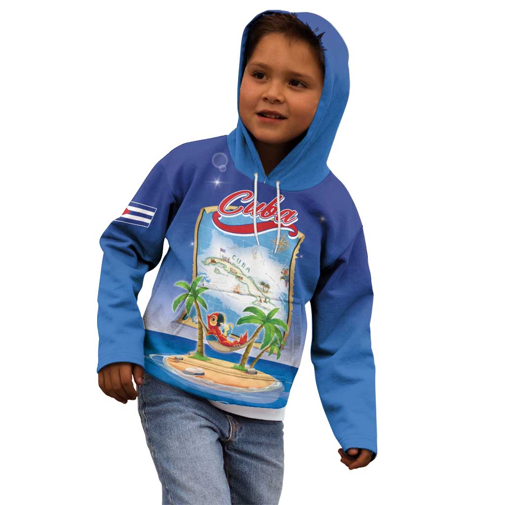 Cuba Kid Hoodie Funny Macaw Decorative Map