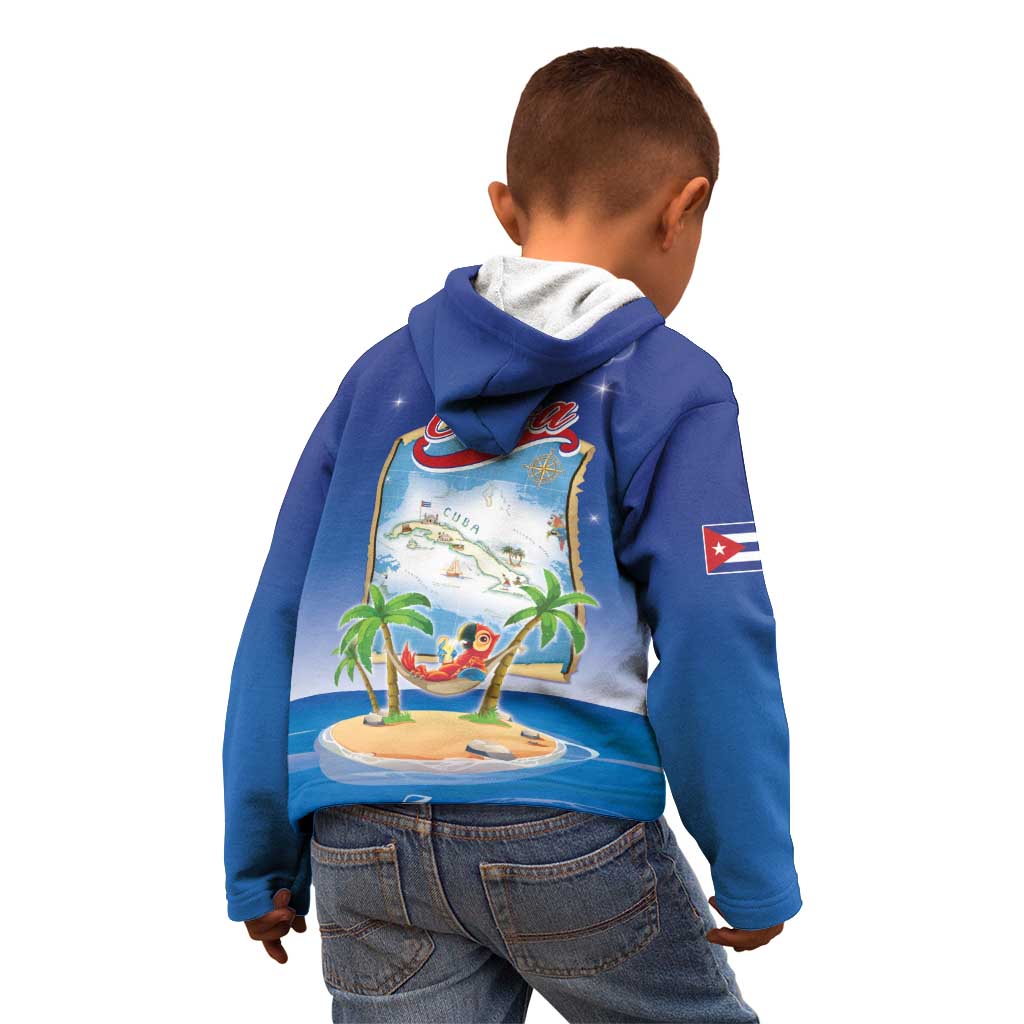 Cuba Kid Hoodie Funny Macaw Decorative Map