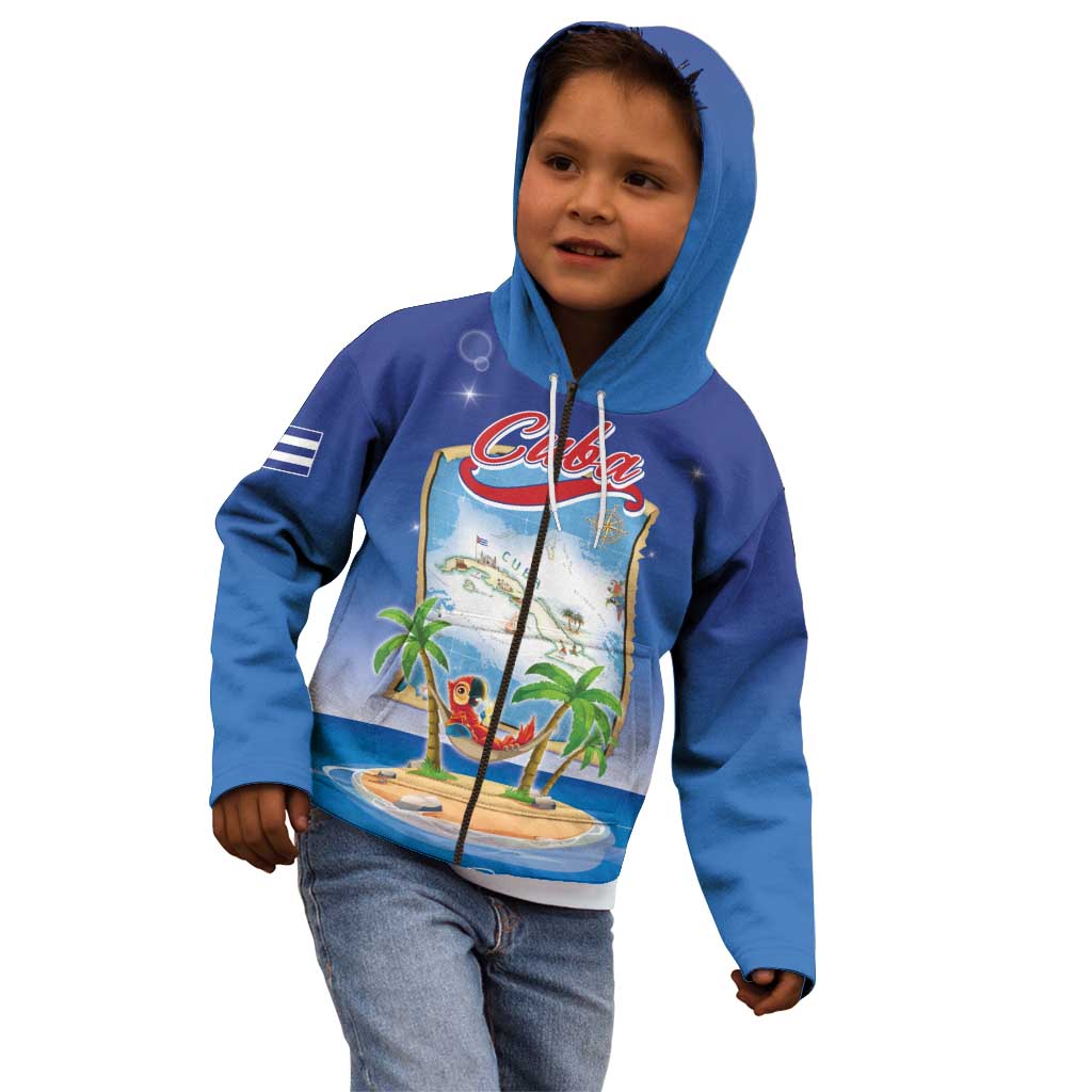Cuba Kid Hoodie Funny Macaw Decorative Map