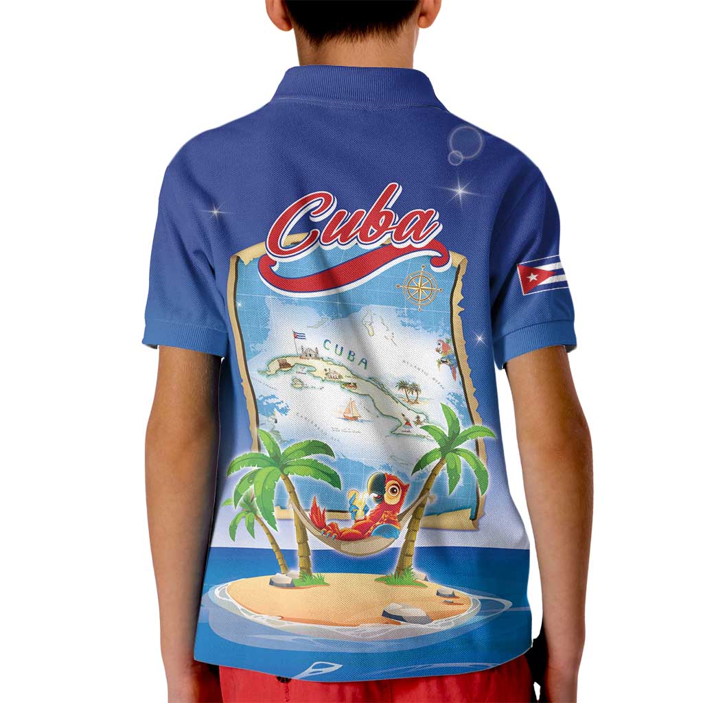 Cuba Kid Polo Shirt Funny Macaw Decorative Map