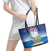 Cuba Leather Tote Bag Funny Macaw Decorative Map