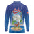 Cuba Long Sleeve Polo Shirt Funny Macaw Decorative Map