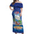 Cuba Off Shoulder Maxi Dress Funny Macaw Decorative Map