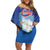 Cuba Off Shoulder Short Dress Funny Macaw Decorative Map