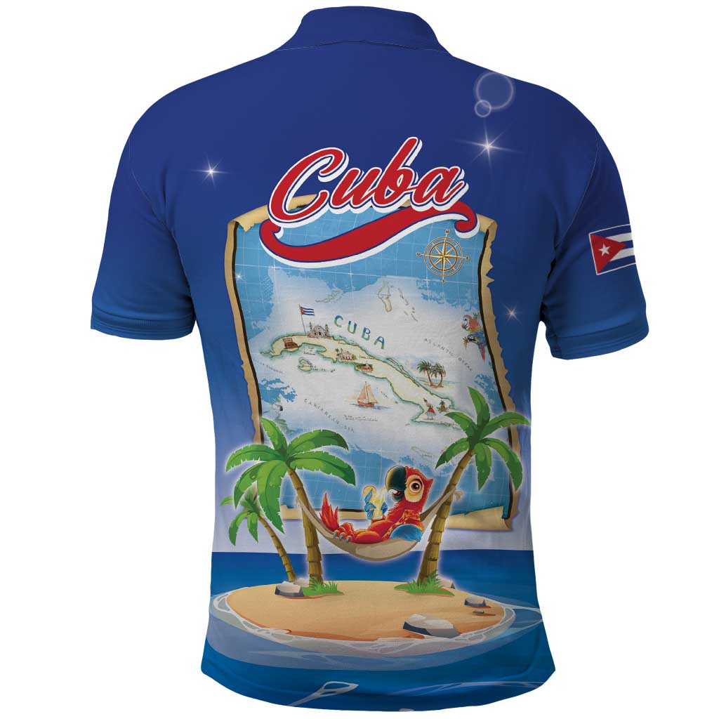 Cuba Polo Shirt Funny Macaw Decorative Map