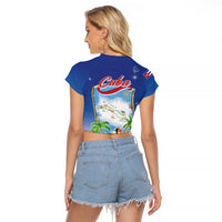 Cuba Raglan Cropped T Shirt Funny Macaw Decorative Map