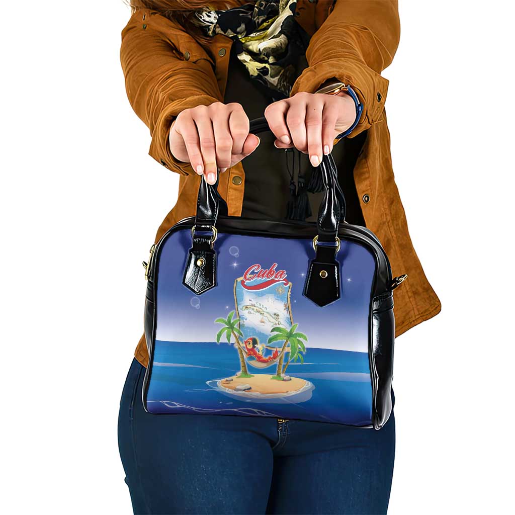 Cuba Shoulder Handbag Funny Macaw Decorative Map