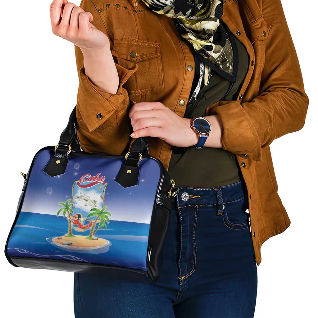 Cuba Shoulder Handbag Funny Macaw Decorative Map