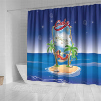 Cuba Shower Curtain Funny Macaw Decorative Map