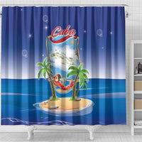 Cuba Shower Curtain Funny Macaw Decorative Map