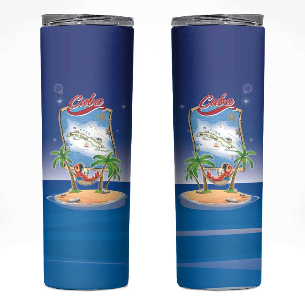 Cuba Skinny Tumbler Funny Macaw Decorative Map