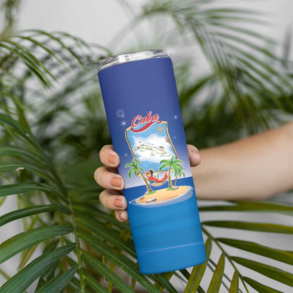 Cuba Skinny Tumbler Funny Macaw Decorative Map