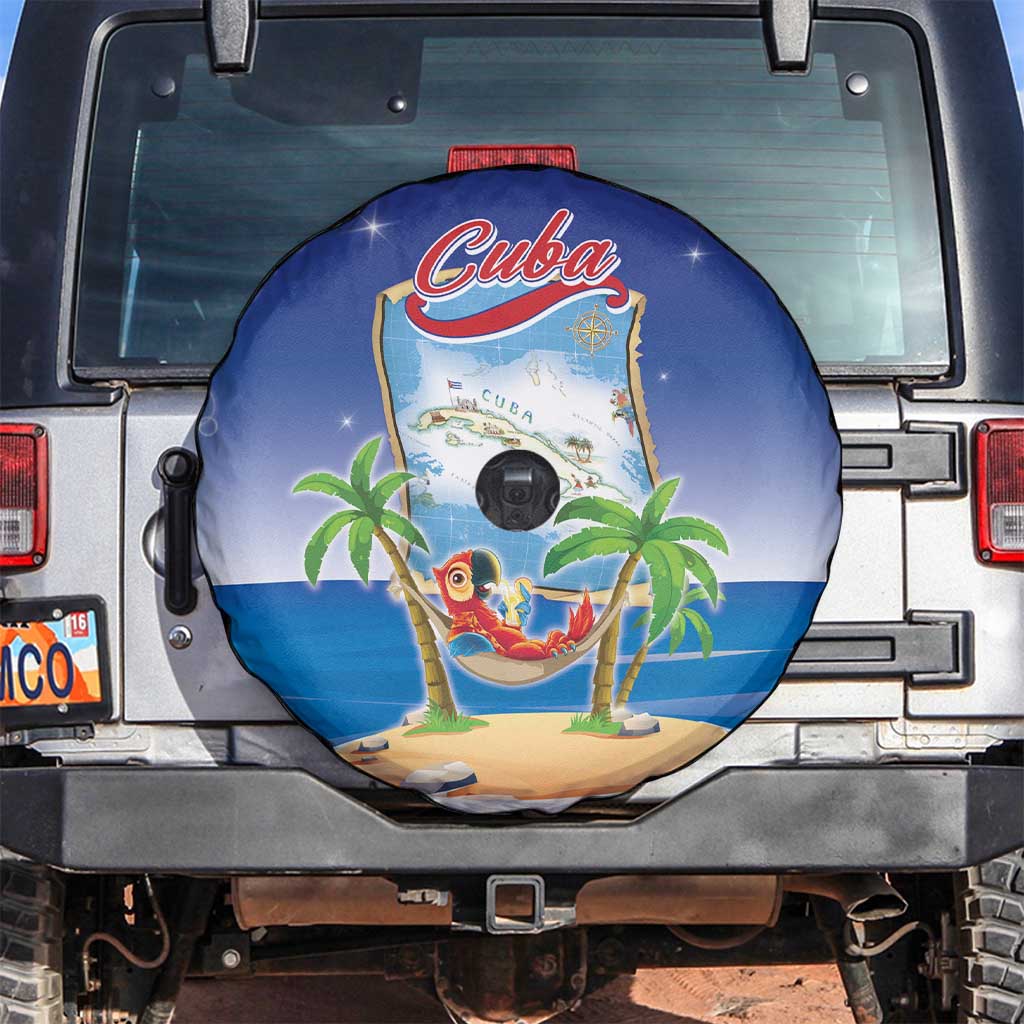Cuba Spare Tire Cover Funny Macaw Decorative Map