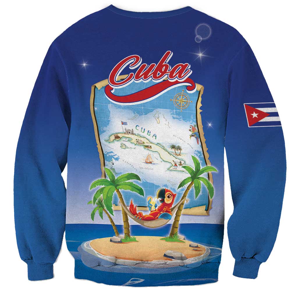 Cuba Sweatshirt Funny Macaw Decorative Map