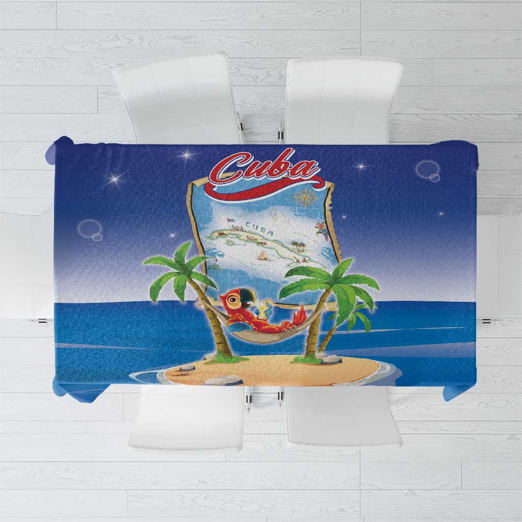 Cuba Tablecloth Funny Macaw Decorative Map