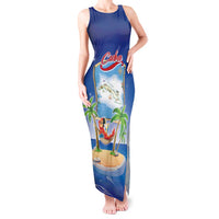 Cuba Tank Maxi Dress Funny Macaw Decorative Map