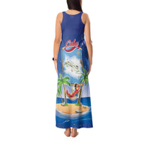Cuba Tank Maxi Dress Funny Macaw Decorative Map