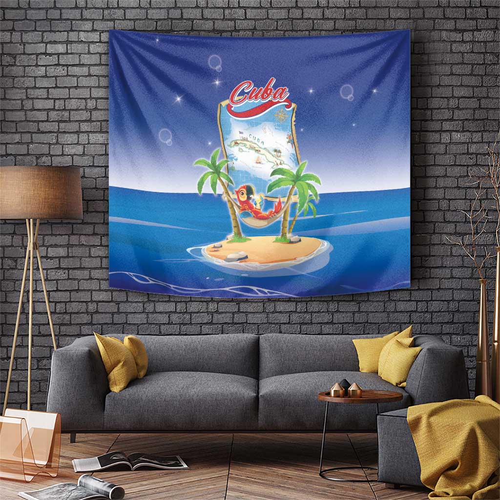 Cuba Tapestry Funny Macaw Decorative Map