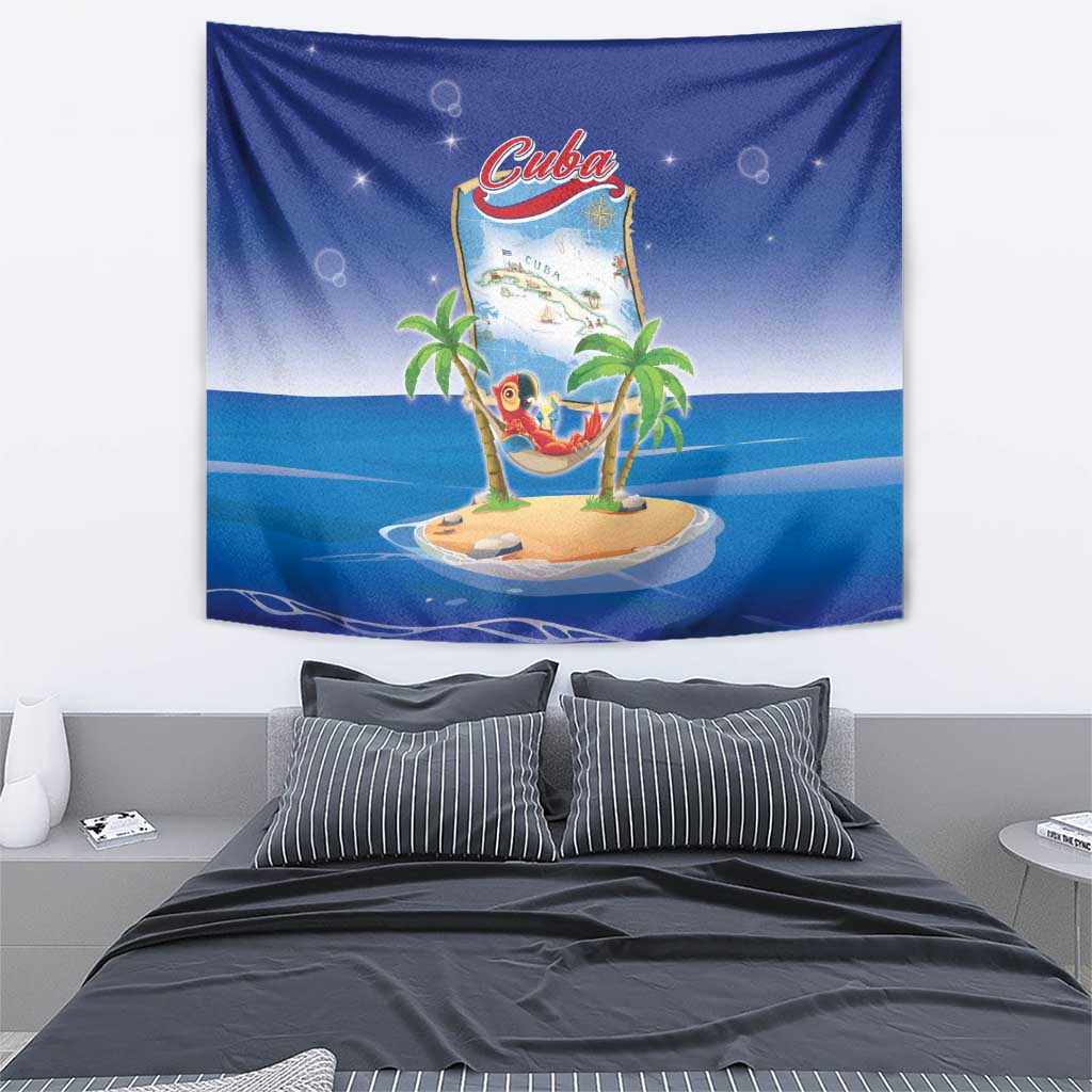 Cuba Tapestry Funny Macaw Decorative Map
