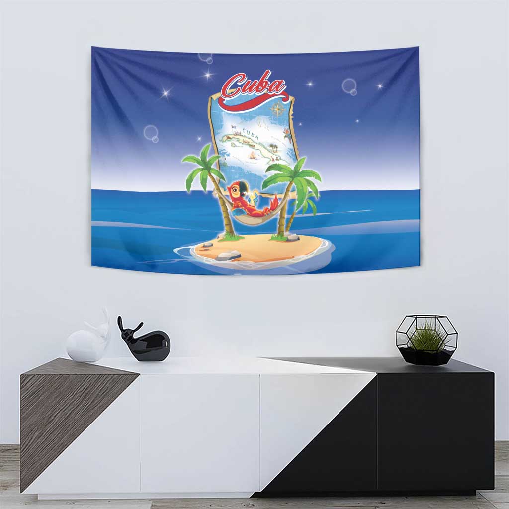 Cuba Tapestry Funny Macaw Decorative Map
