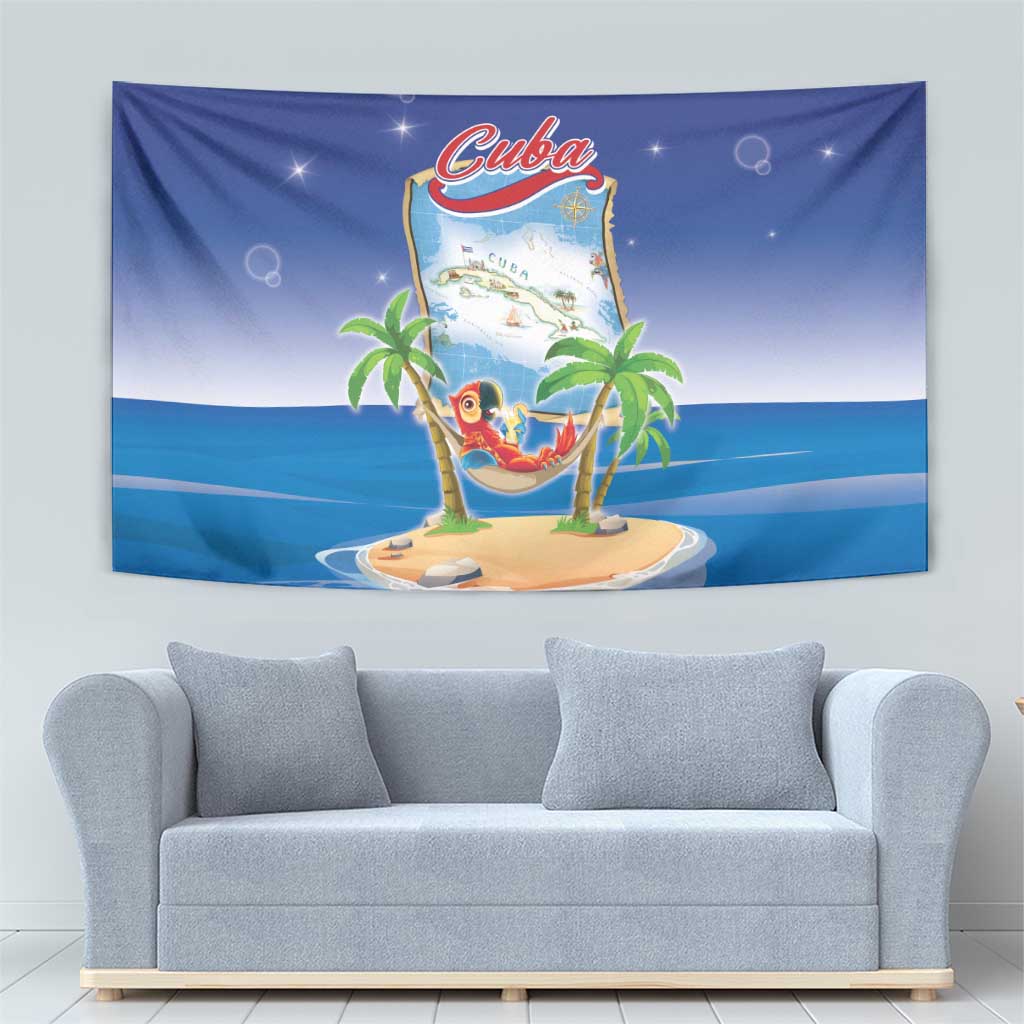 Cuba Tapestry Funny Macaw Decorative Map