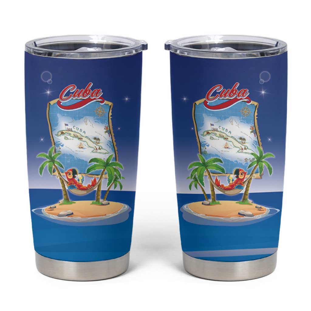 Cuba Tumbler Cup Funny Macaw Decorative Map