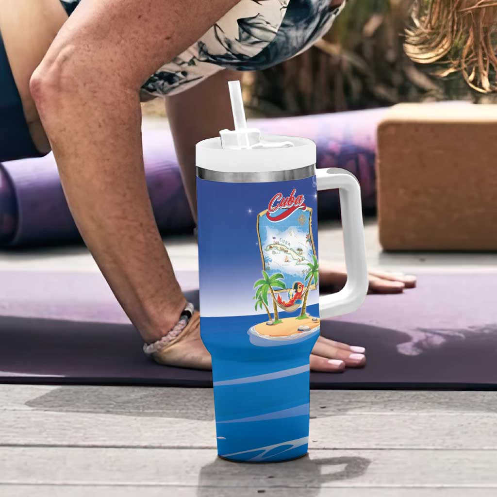 Cuba Tumbler With Handle Funny Macaw Decorative Map