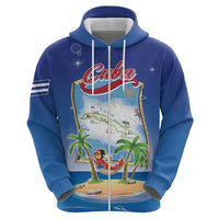 Cuba Zip Hoodie Funny Macaw Decorative Map