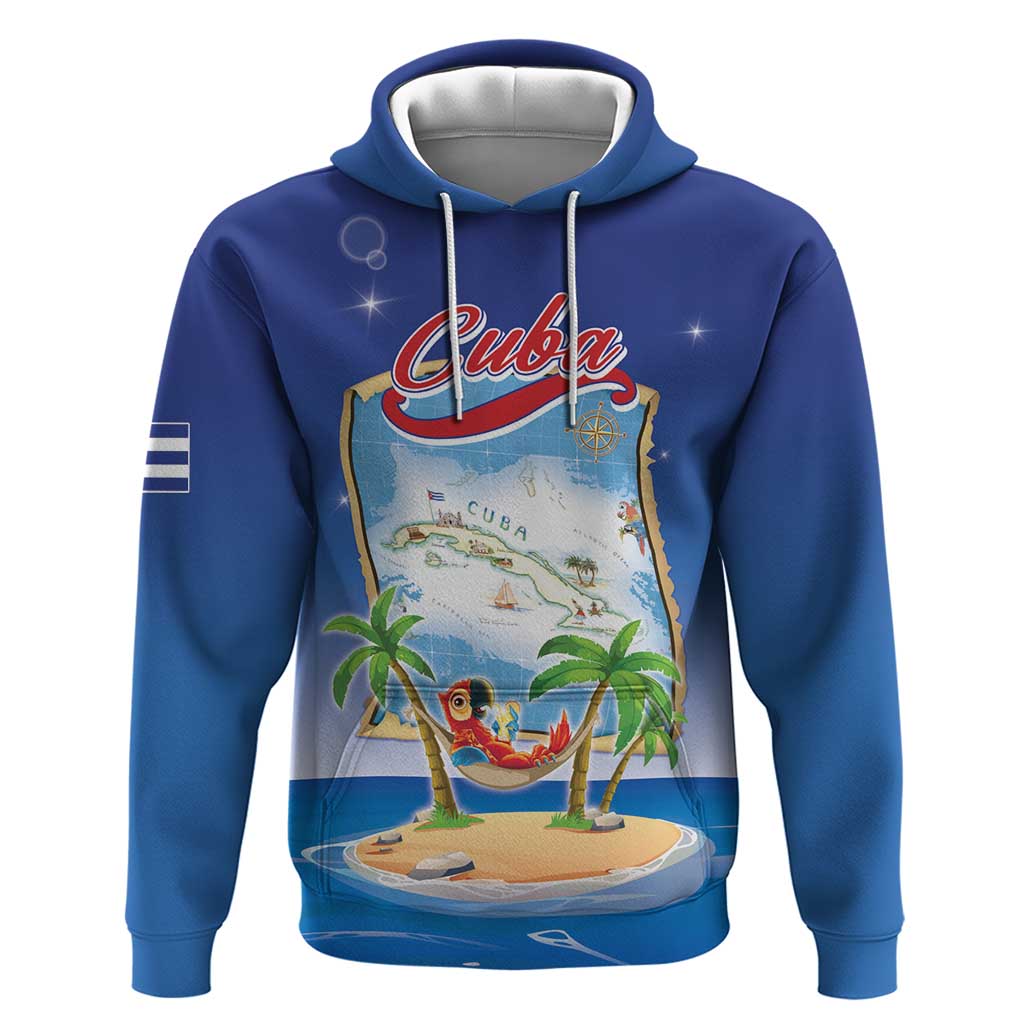 Cuba Zip Hoodie Funny Macaw Decorative Map