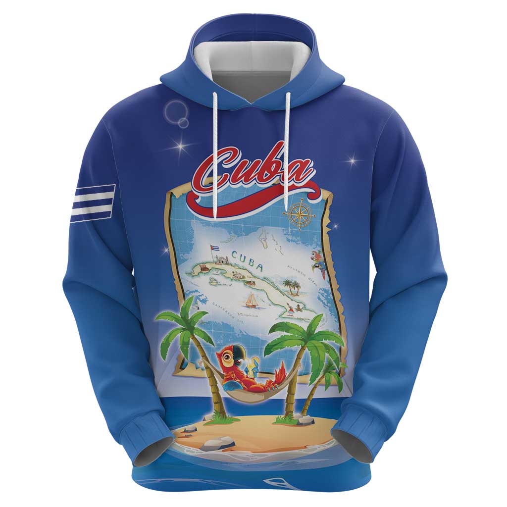 Cuba Zip Hoodie Funny Macaw Decorative Map