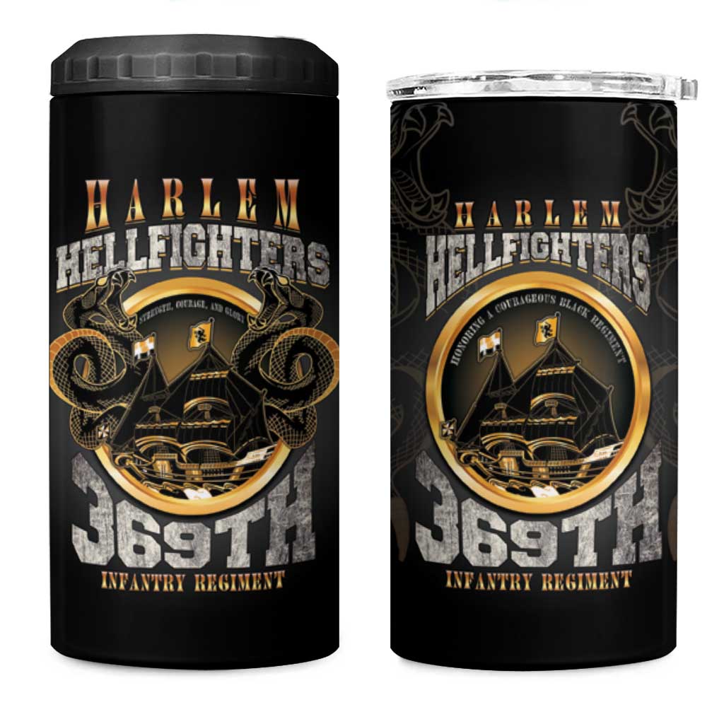 Never Forget Harlem Hellfighters 4 in 1 Can Cooler Tumbler Strength Courage And Glory