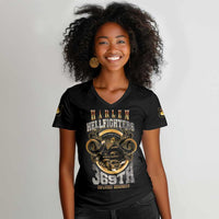 Never Forget Harlem Hellfighters Women V-Neck T-Shirt Strength Courage And Glory