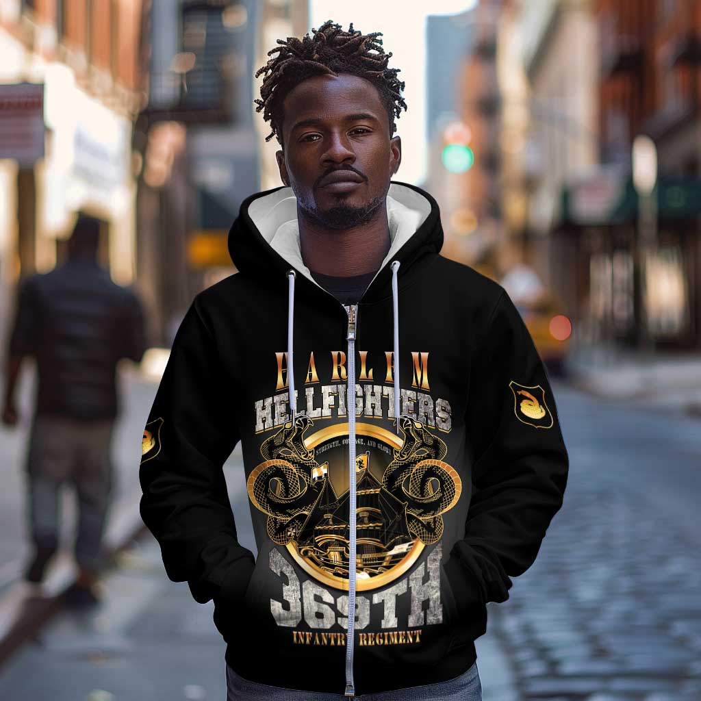 Never Forget Harlem Hellfighters Zip Hoodie Strength Courage And Glory