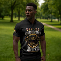 Never Forget Harlem Hellfighters Zipper Polo Shirt Strength Courage And Glory