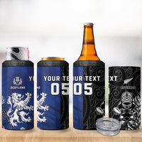 New Zealand And Scotland Rugby Custom 4 in 1 Can Cooler Tumbler Maori Tiki With Thistle Together