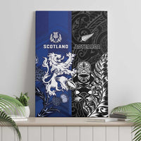New Zealand And Scotland Rugby Canvas Wall Art Maori Tiki With Thistle Together
