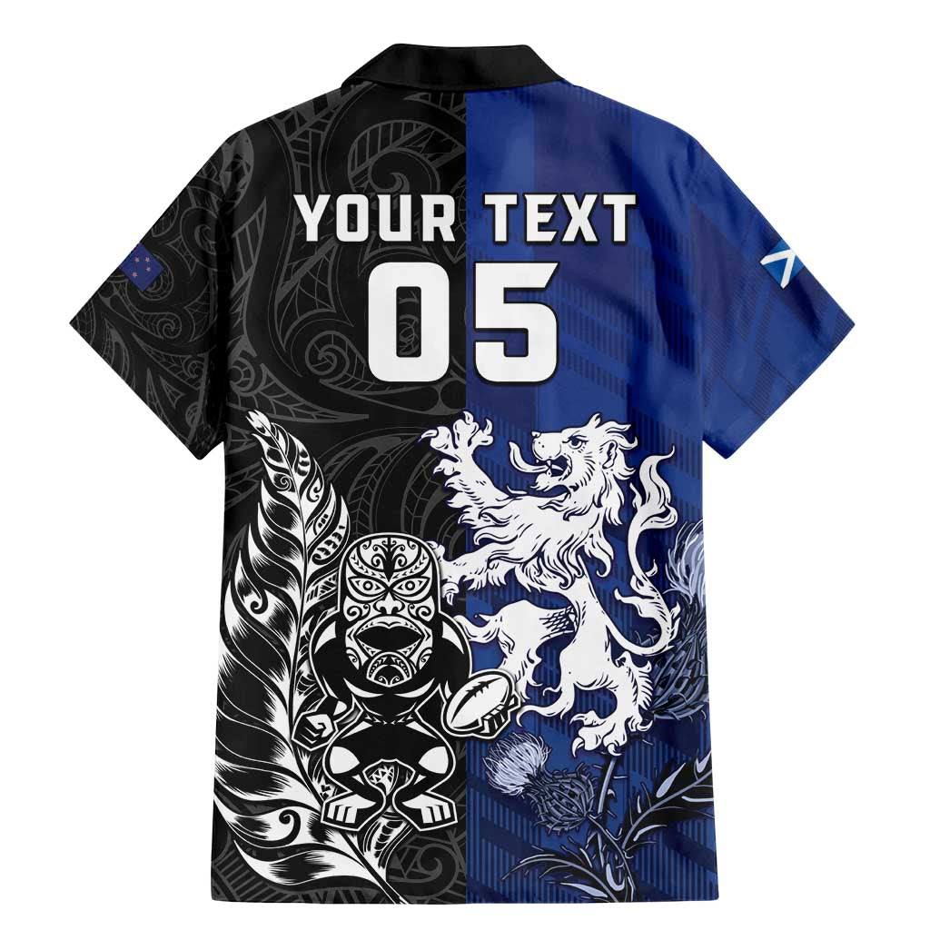 New Zealand And Scotland Rugby Custom Family Matching Mermaid Dress and Hawaiian Shirt Maori Tiki With Thistle Together