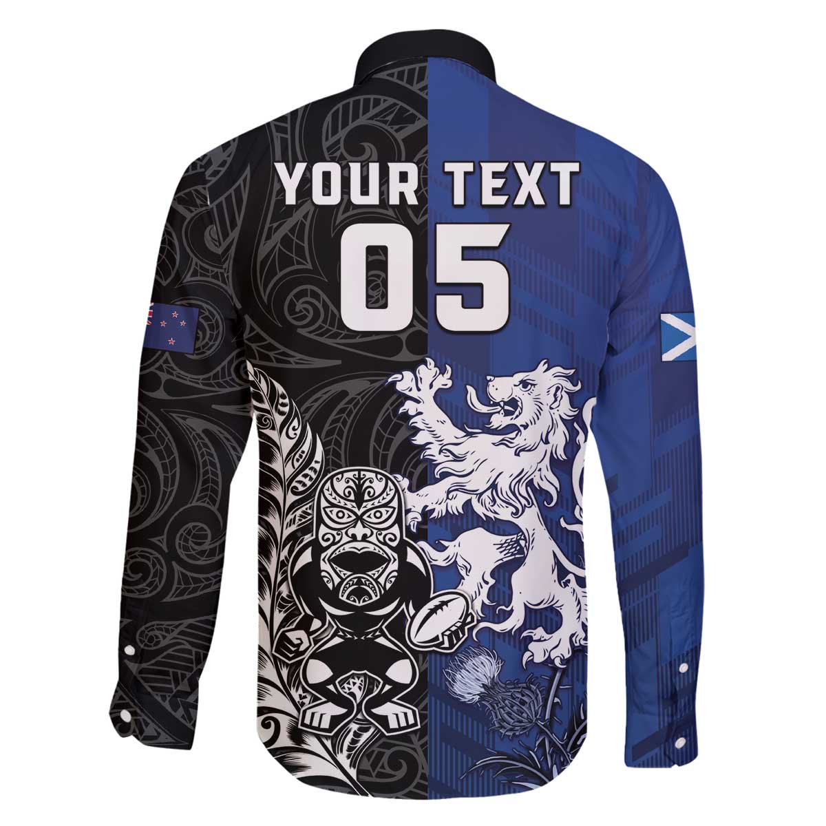 New Zealand And Scotland Rugby Custom Family Matching Off The Shoulder Long Sleeve Dress and Hawaiian Shirt Maori Tiki With Thistle Together