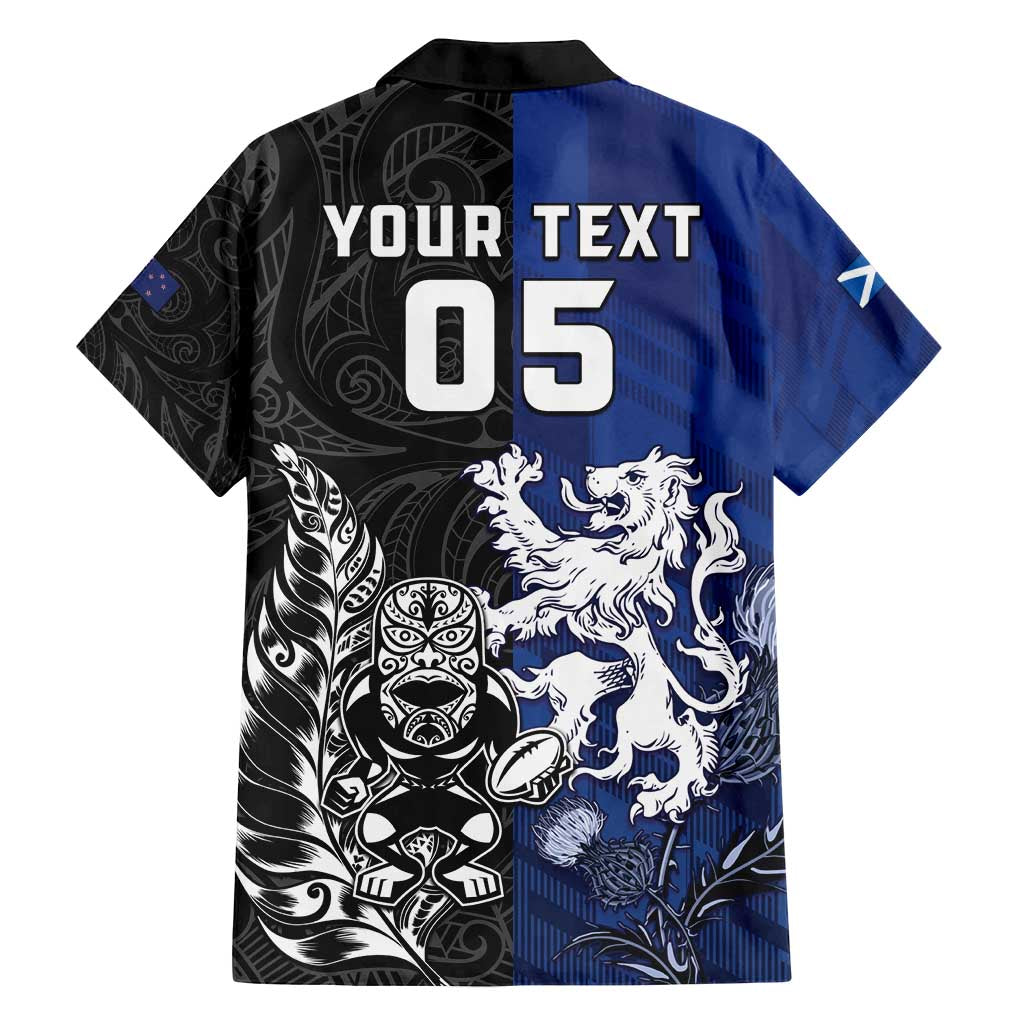 New Zealand And Scotland Rugby Custom Family Matching Puletasi and Hawaiian Shirt Maori Tiki With Thistle Together