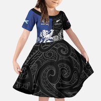 New Zealand And Scotland Rugby Custom Family Matching Tank Maxi Dress and Hawaiian Shirt Maori Tiki With Thistle Together