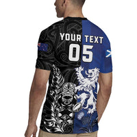 New Zealand And Scotland Rugby Custom Rugby Jersey Maori Tiki With Thistle Together