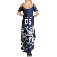 New Zealand And Scotland Rugby Custom Summer Maxi Dress Maori Tiki With Thistle Together