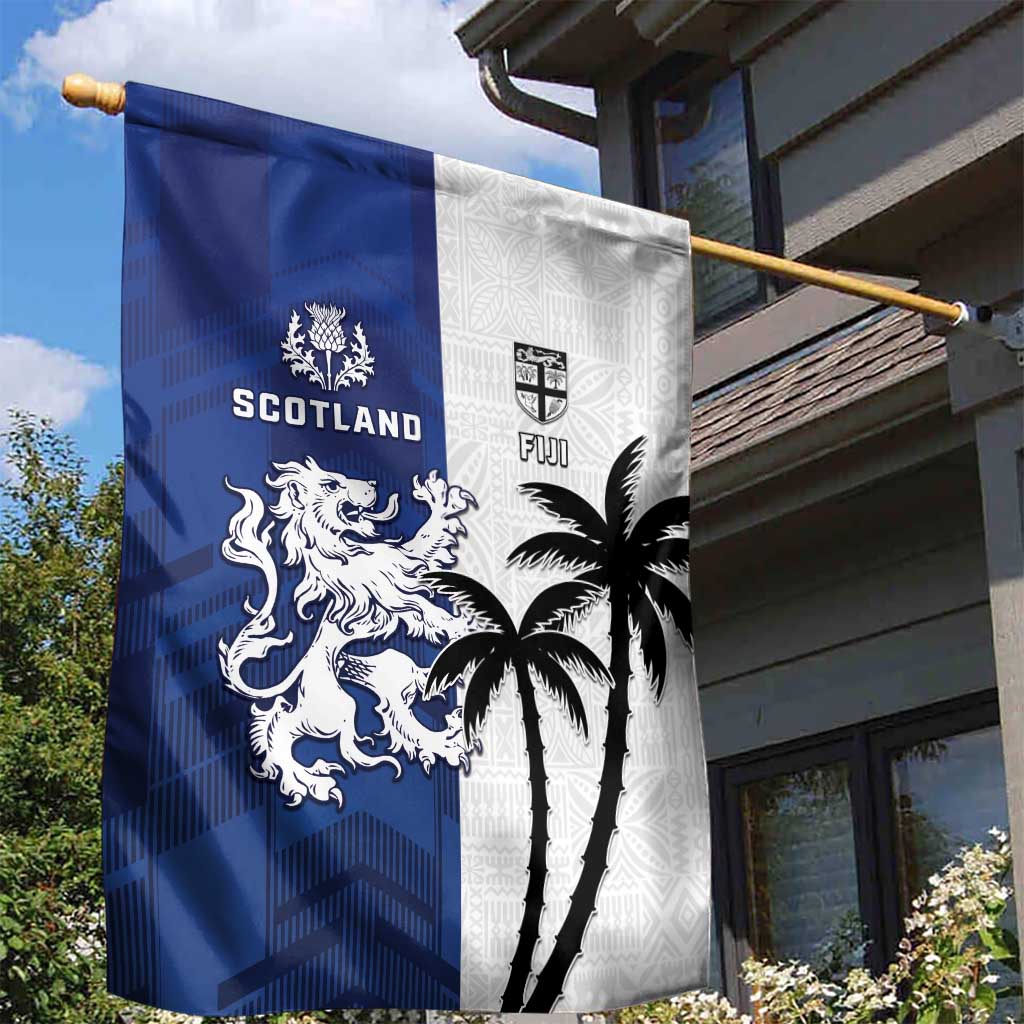 Fiji And Scotland Rugby Garden Flag Fijian Palm Tree With Thistle Together
