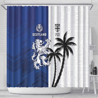 Fiji And Scotland Rugby Shower Curtain Fijian Palm Tree With Thistle Together