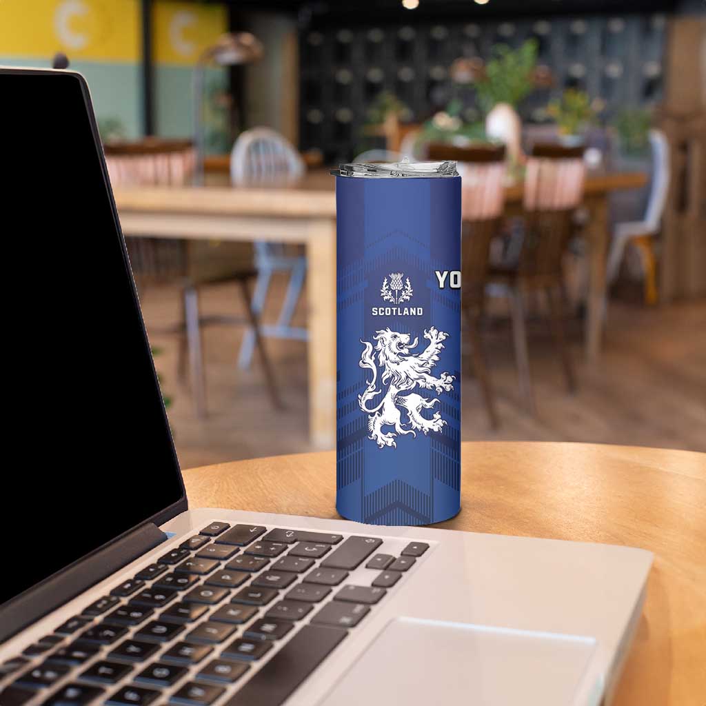 Fiji And Scotland Rugby Custom Skinny Tumbler Fijian Palm Tree With Thistle Together