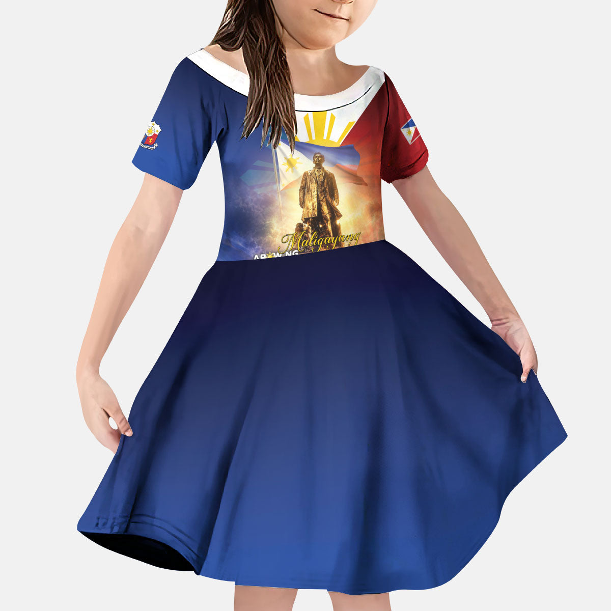 Philippines Kid Short Sleeve Dress Maligayang Araw Ng Kalayaan